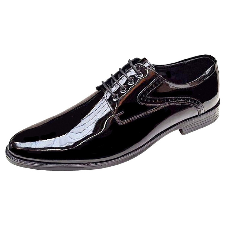 Pantofi barbati eleganti din piele naturala Zidan 200816, Negru lacuit