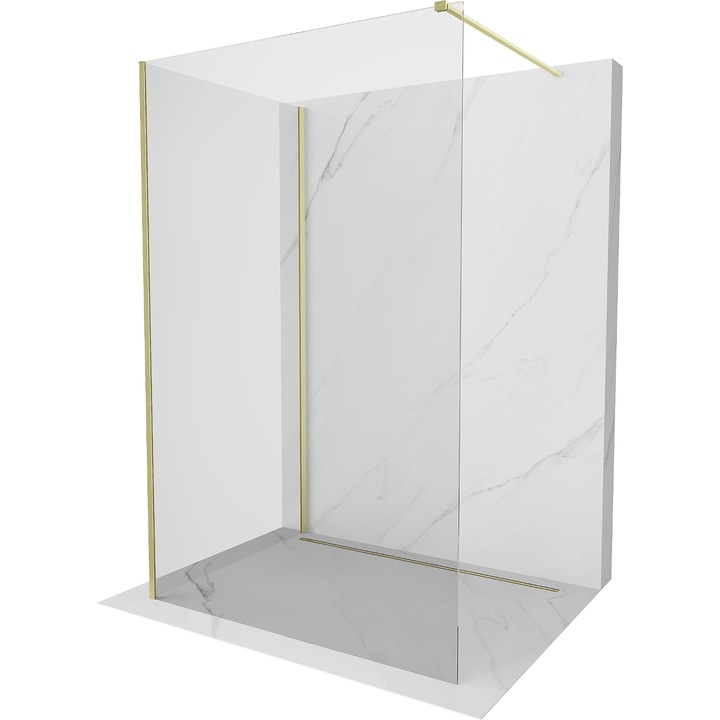 Mexen Kioto perete de dus Walk-in 110 x 110 cm, transparent, auriu periat - 800-110-212-55-00-110