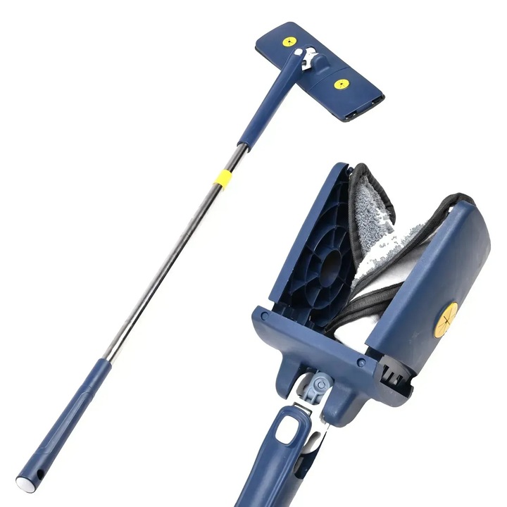 Mop cu storcator pentru spalarea podelelor si ferestrelor, cap rotativ 360°, rezervor detasabil, ideal pentru curatenie rapida si eficienta, maner telescopic, design ergonomic