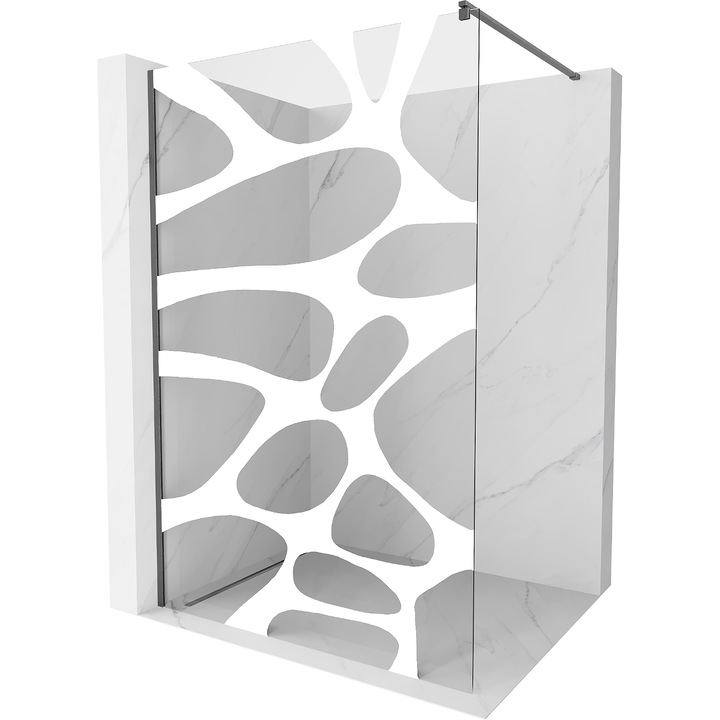 Paravan dus Mexen Kioto, sticlă securizată albă, profil gri ardezie periat, 70x200cm