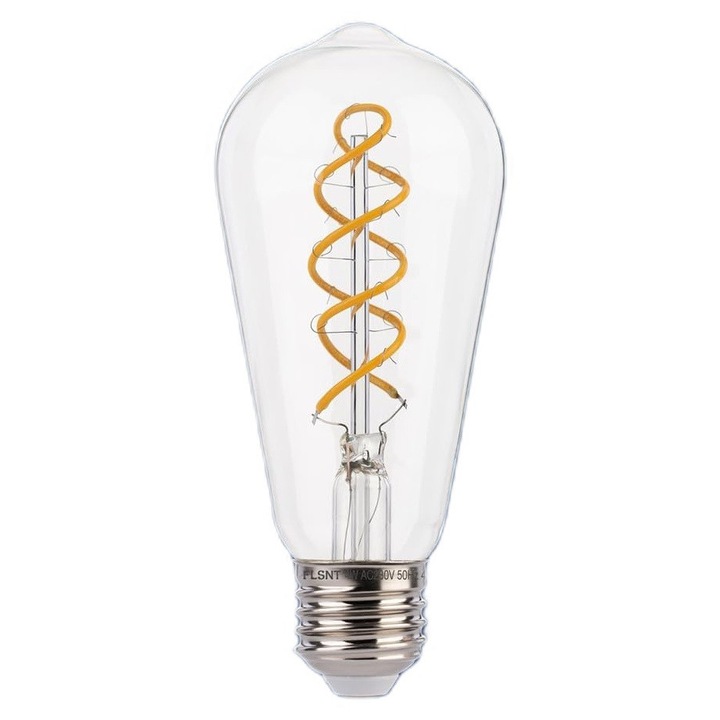 LED крушка с нажежаема жичка винтидж ретро Едисон ST58, 2200K, E27, 4W, прозрачна