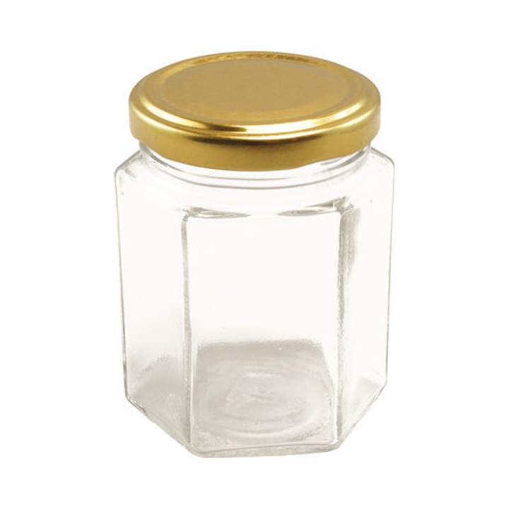 Borcan cu capac Hexagonal 280ML 20 Bucati/SET