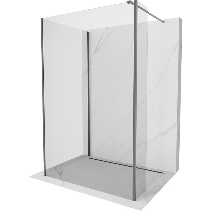 Mexen Kioto perete de dus Walk-in 130 x 120 x 30 cm, transparent, gun metal - 800-130-120-221-95-00-030