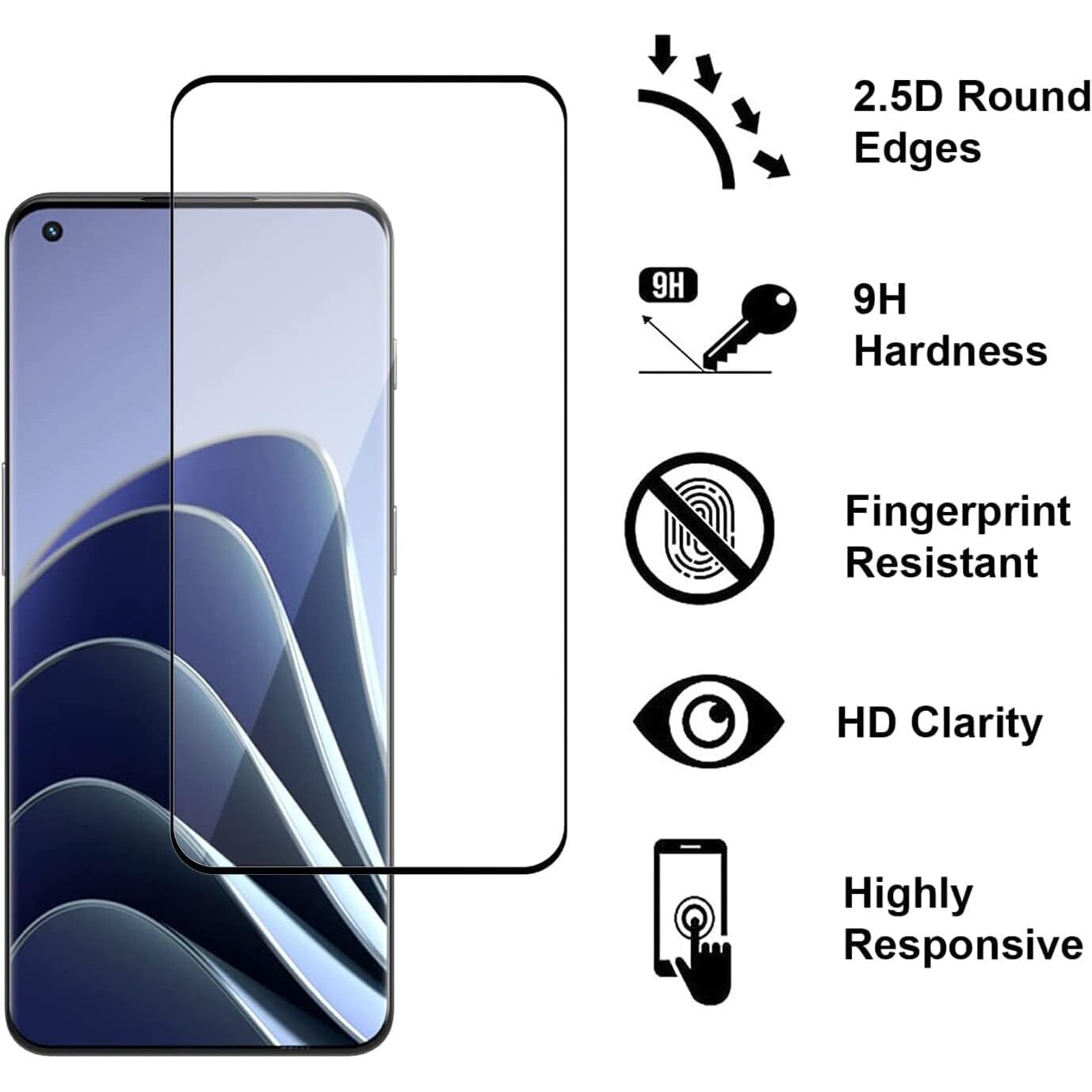 Set 2 folii sticla securizata + 2 protectii camera pentru OnePlus 10 Pro, 3D Full Screen, duritate 9H, compatibil senzor amprenta