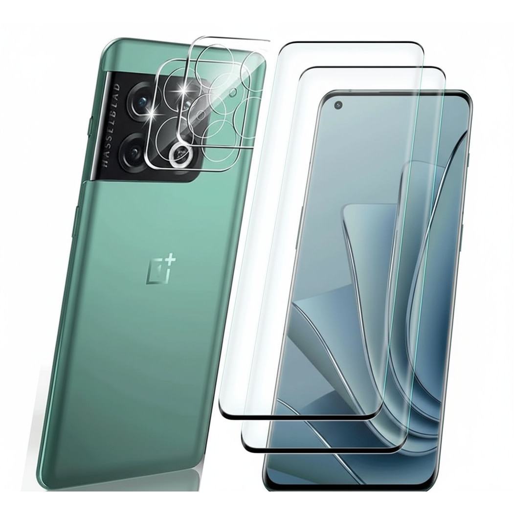 Set 2 folii sticla securizata + 2 protectii camera pentru OnePlus 10 Pro, 3D Full Screen, duritate 9H, compatibil senzor amprenta