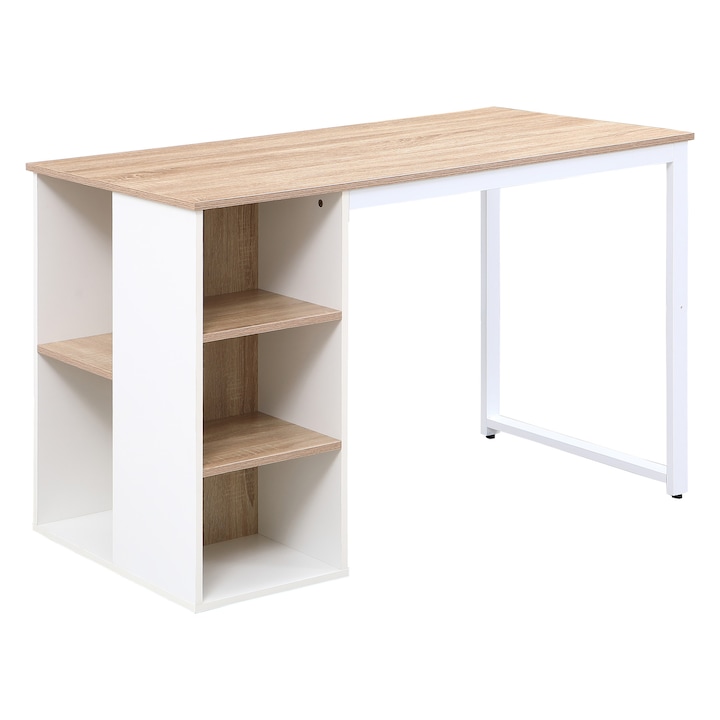 Бюро с рафтове, Doctor Shield School, 120 x 60 x 75 CM, Метална рамка - Дъб