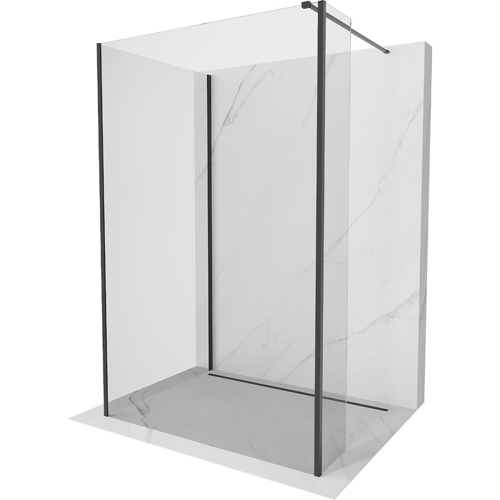 Mexen Kioto perete de dus Walk-in 110 x 75 x 30 cm, transparent, negru - 800-110-075-221-70-00-030