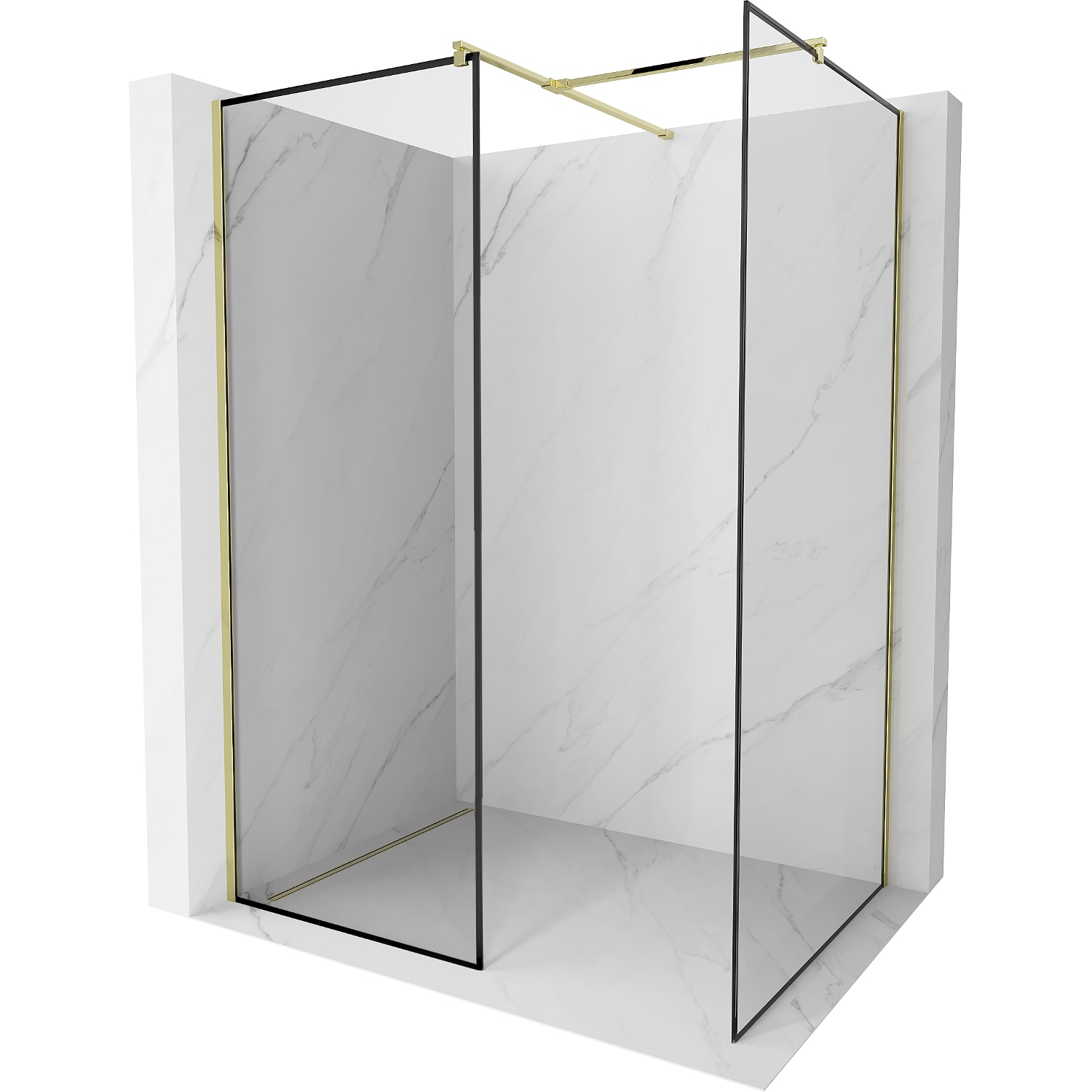 Mexen Kioto perete de dus Walk-in 120 x 70 cm, model negru, aurie