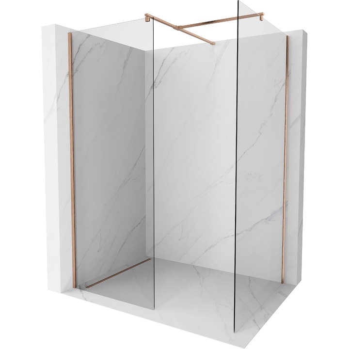 Mexen Kioto perete de dus Walk-in 115 x 110 cm, transparent, cupru periat - 800-115-202-65-00-110