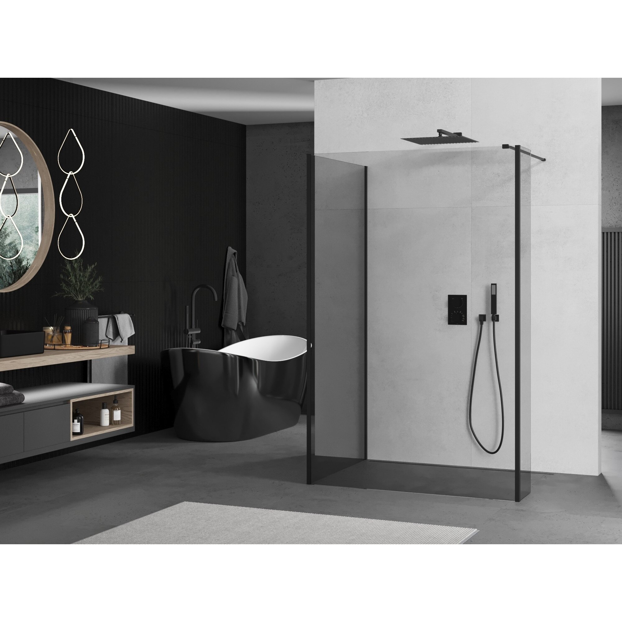 Mexen Kioto panou de dus Walk-in 110 x 110 x 40 cm, transparent