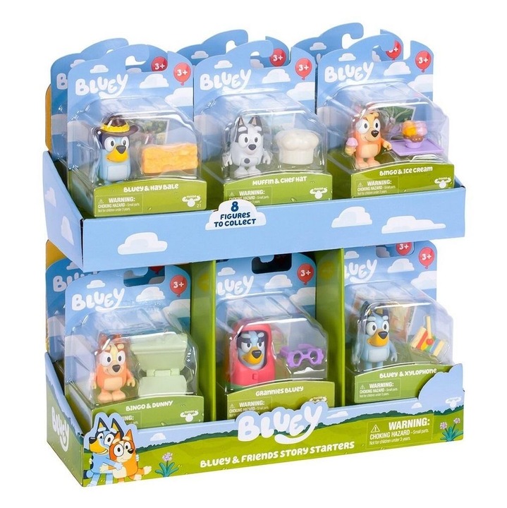 Фигурка Bluey с микс аксесоари, TM Toys, син, 1 комплект
