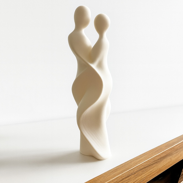 Statuie abstracta cuplu imbratisat, decor modern, 20 cm, plastic PLA