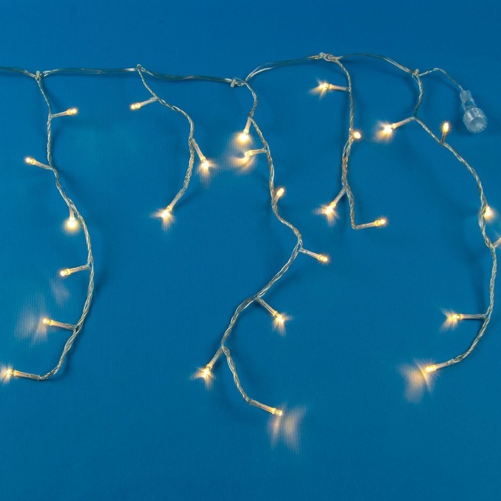 Fényfüggöny LED Installáció, 500 izzó, meleg fehér, átlátszó kábel, bővíthető 13m, IP44, MYONNA IT & E-COMMERCE ®