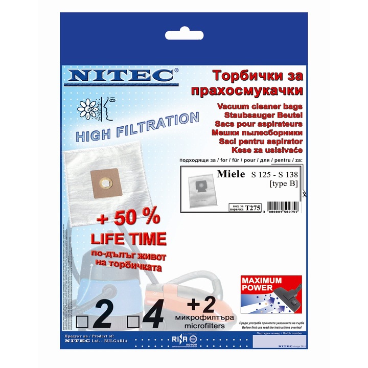 Porzsák NITEC porszívókhoz, kód T275