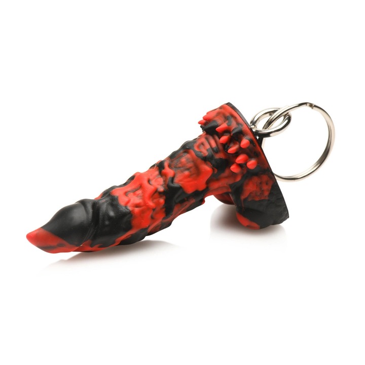 Pénisz kulcstartó, Creature Cocks, Fire Demon, Szilikon, 2.8Inch, Piros/Fekete