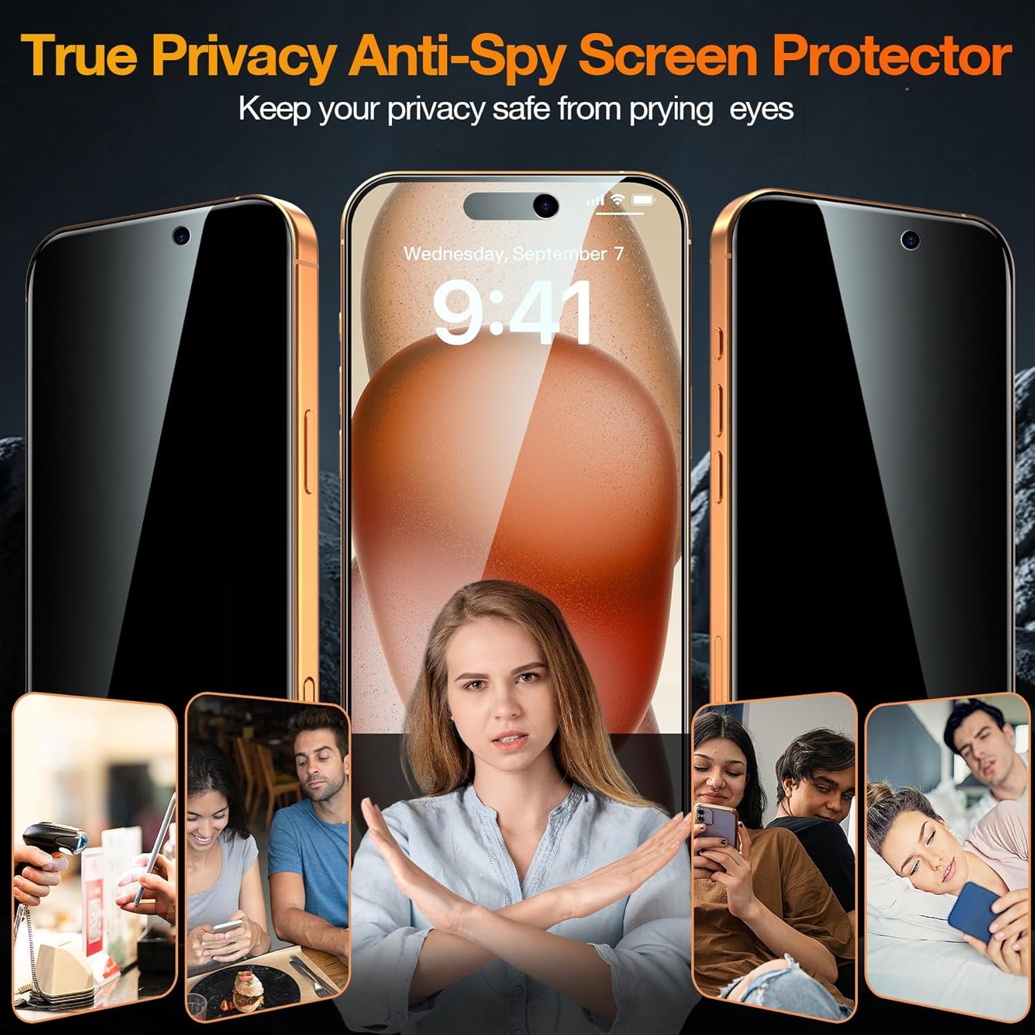 Folie de Protectie Privacy pentru iPhone 17 Pro Max, Omelivon, Sticla Securizata, cu Kit de Aplicare Instanta si Functie Automata de Indepartare a Prafului, Duritate 9H, Ultra HD, advanced touch sensitivity
