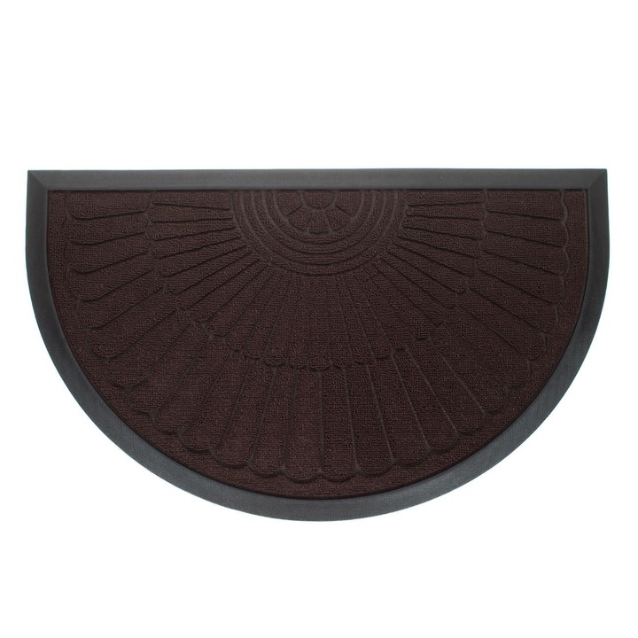 Covoras Usa, Model Semicerc, Marime 75x45 cm, Culoare Maro, Compozitie Cauciuc si Mocheta, MYONNA IT & E- COMMERCE ®