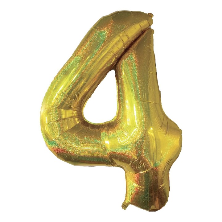 Parti Lufi, 4-es szám, Holografikus Arany, 110cm, Alumínium, MYONNA IT & E- COMMERCE ®
