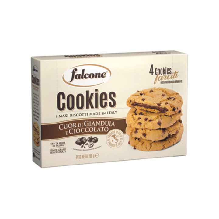 Fursecuri falcone cu gianduia si inimi de ciocolata 200 gr - italia