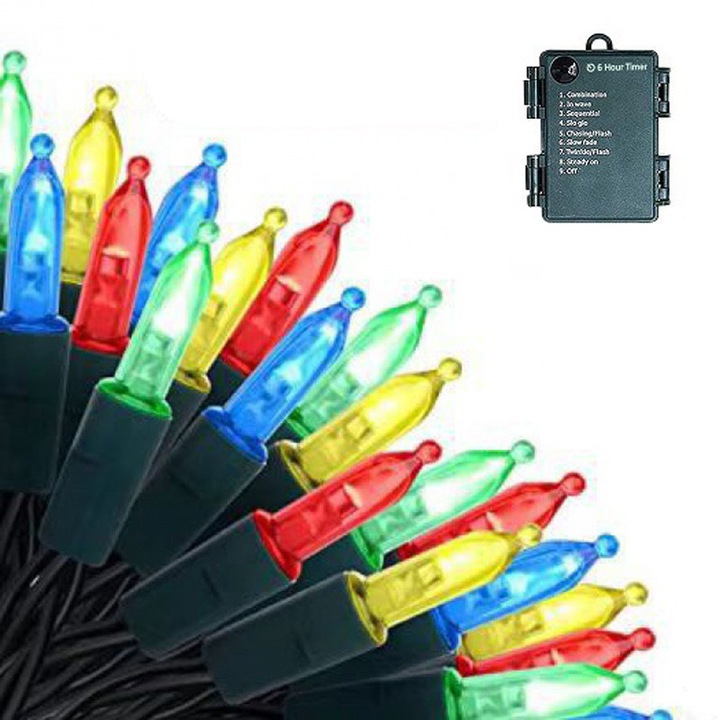 Sir de lumini decorative de Craciun, 50 LED-uri, 8 moduri de iluminare, lumini colorate, 5m