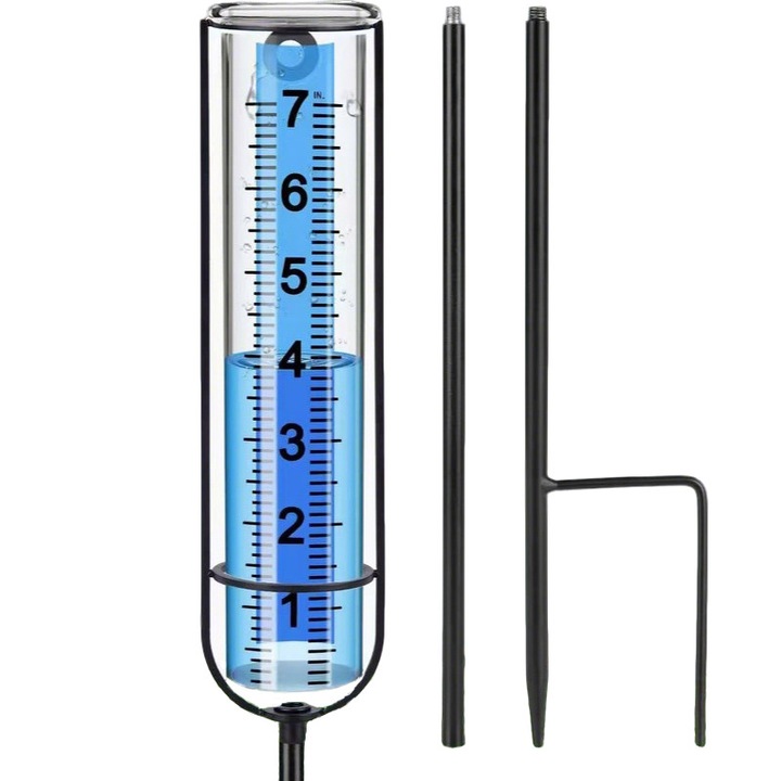 Pluviometru exterior, 70cm, numerotare clara, inaltime ajustabila, pentru gradina, cu suport