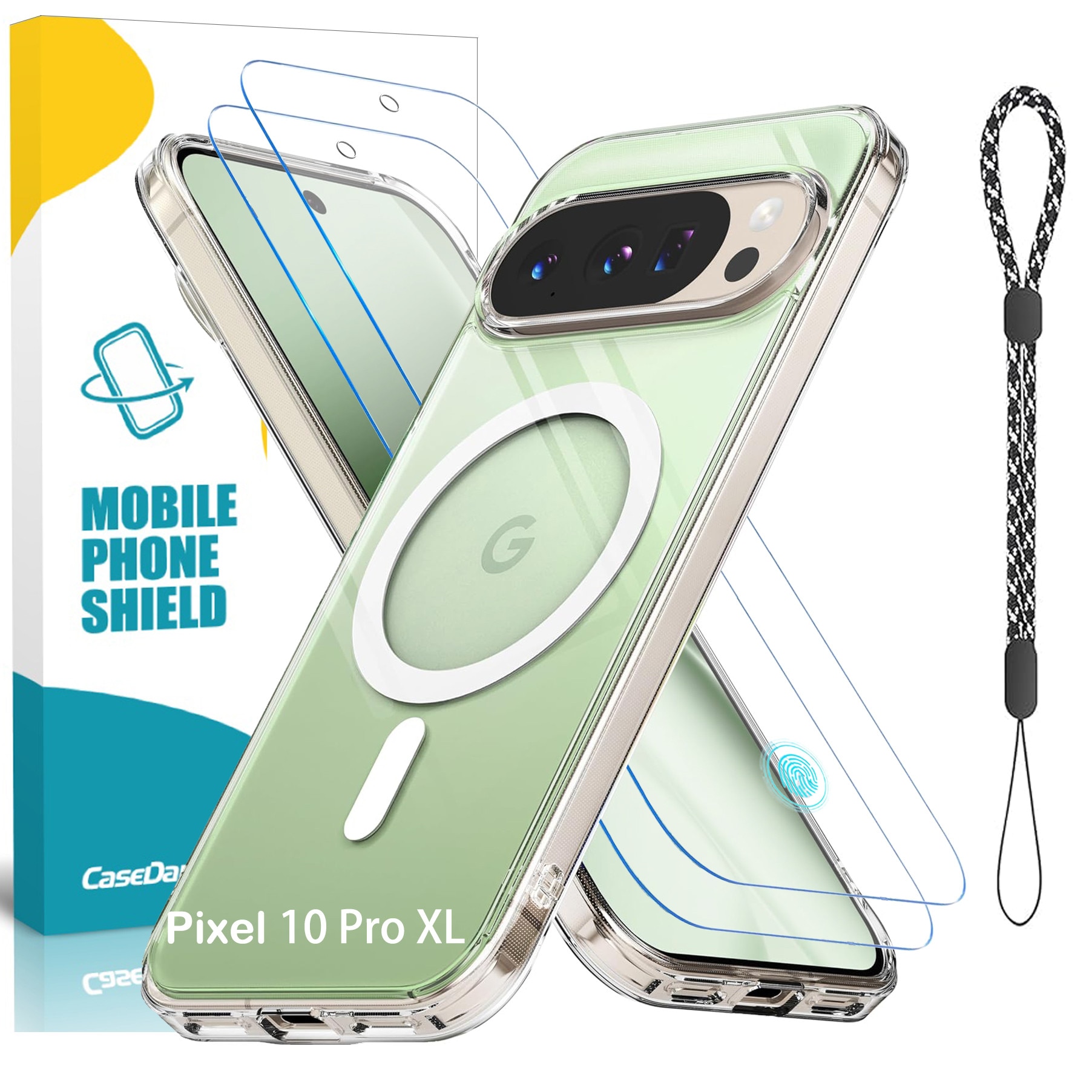 Husa pentru Google Pixel 10 Pro XL, set protectie ecran sticla securizata, CASEDANCE, Magsafe - Transparent