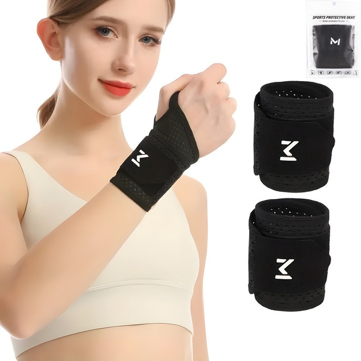 Set 2 Suporturi pentru Incheietura Mainii, Xiusaqio, Ajustabile, Negru