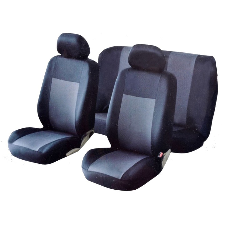 Set Huse Auto, 6 buc, Poliester, Negru-Gri, MYONNA IT & E- COMMERCE ®