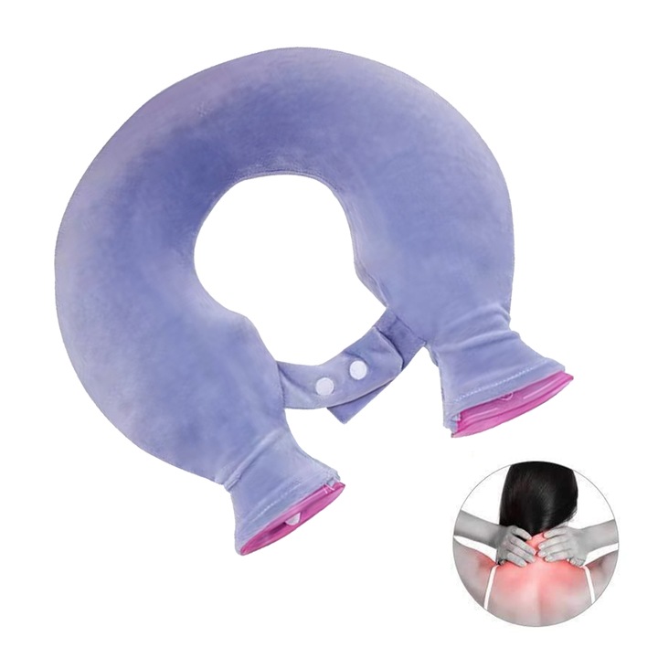 Perna pentru apa calda, DONFANLIA®, cu husa pufoasa, capacitate 1400ml, pvc, Inchidere Etansa, utilizata pentru ameliorarea durerilor, gat si umeri, greutate redusa, se poate spala, Albastru