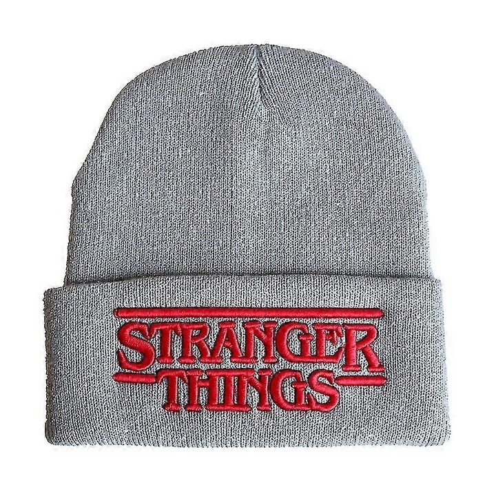 Плетена шапка Stranger Things 4, сива, унисекс