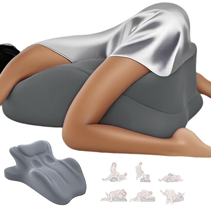 Perna pentru cupluri, punct de sprijin optim, perne de somn, suport ergonomic pentru coloana vertebrala, revenire rapida, reducerea efortului fizic, ideala pentru toate posturile, perna de pat multifunctionala, gri