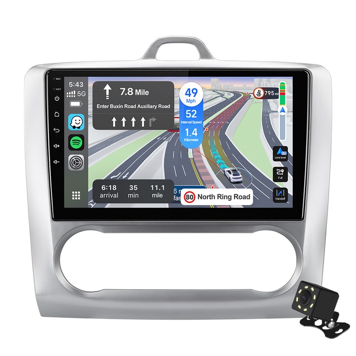 Navigatie Isudar Android ecran 9 Inch, pentru Ford Focus 2 2004-2011 Clima Automata, Carplay, Android Auto, GPS, Bluetooth 5.4, Wi-fi 6, 2xUSB, 4 Core, Camera marsarier, 2GB RAM, 64GB ROM, 4K Video