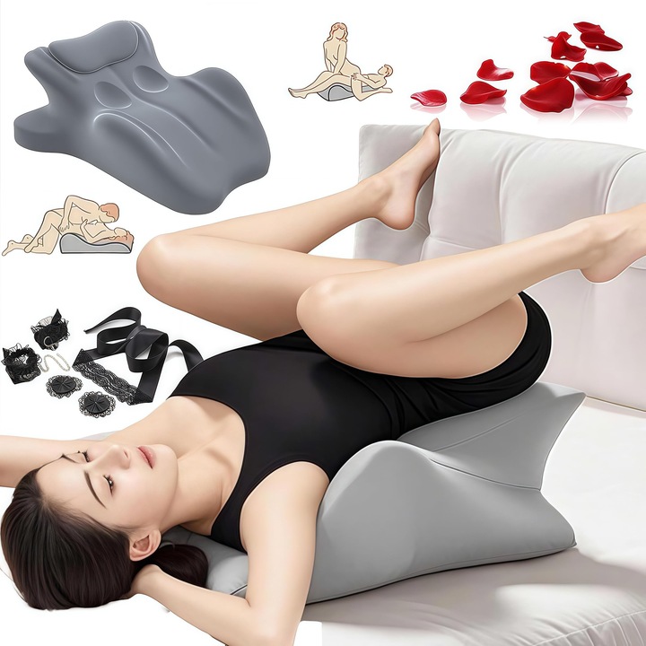 Támogató párna mély pozícióhoz pároknak, ergonomikus gerinctámasz, multifunkcionális ágypárna, ideális üléshez és fekvéshez, összenyomás után visszanyeri alakját, szürke