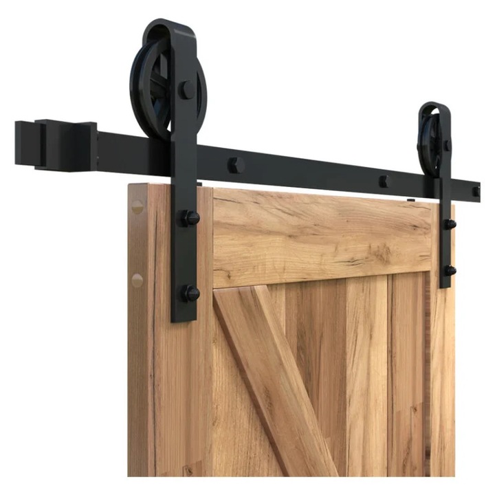 Sistem glisant pentru usi, kit montare, 2 umerase, rulmenti cu role, deschidere silentioase, otel