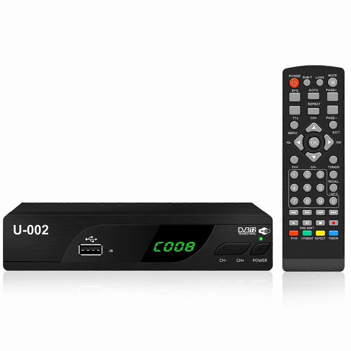 Boxa TV Smart H.264 DVB-T2 U-002, 1080P, WiFi, negru