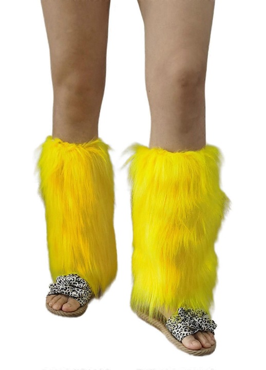 Női zokni, sárga, 30 cm hosszúságú, 1 pár, puha műszőrméből