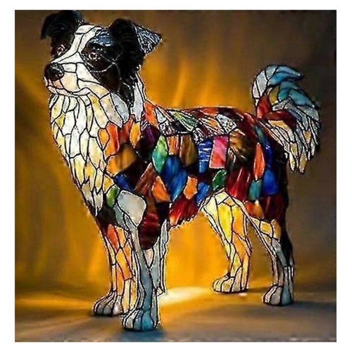 Lampa Border Collie, veioza decorativa, 17cm, multicolor, set 1 buc.