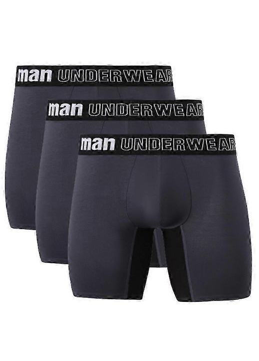 Ferfi alsonemu szett, 3 db, fekete, 93% bambuszszal, 7% spandex, Fekete/Szürke