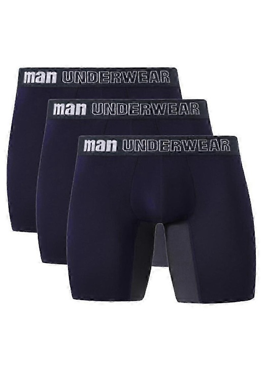 Set 3 buc boxeri barbati, albastru gri, 93% fibra de bambus, 7% spandex, 7XL INTL