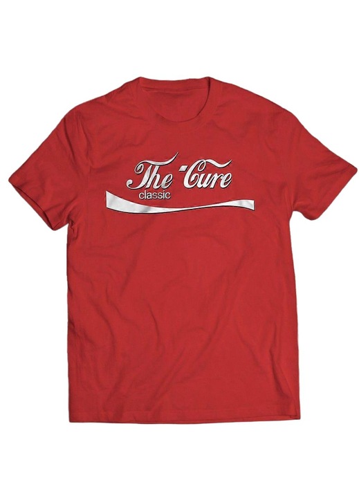 Férfi póló, The Cure szöveges modell, prémium pamut, piros