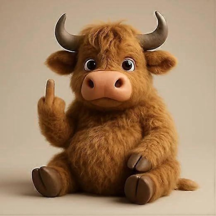 Plüssjáték, felföldi tehén, vicces modell, barna