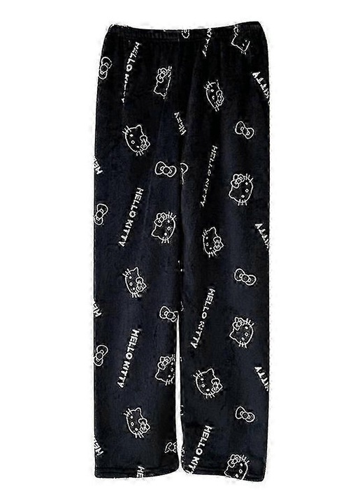 Pantaloni de pijama dama, Kawaii, imprimeu pisici, moale, poliester, L INTL