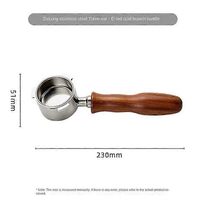 Portafiltru fara fund 51mm din otel inoxidabil pentru aparat de cafea Delonghi, design detasabil, usor de curatat