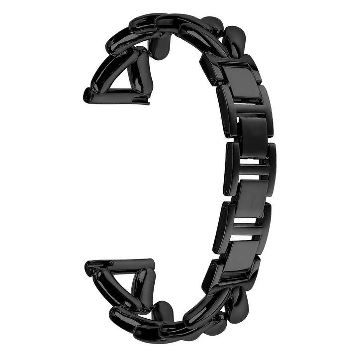 Óraszíj, Cinkötvözet, Garmin vivomove Trend/Venu Sq 2-höz, csavart láncos design, fekete, állítható