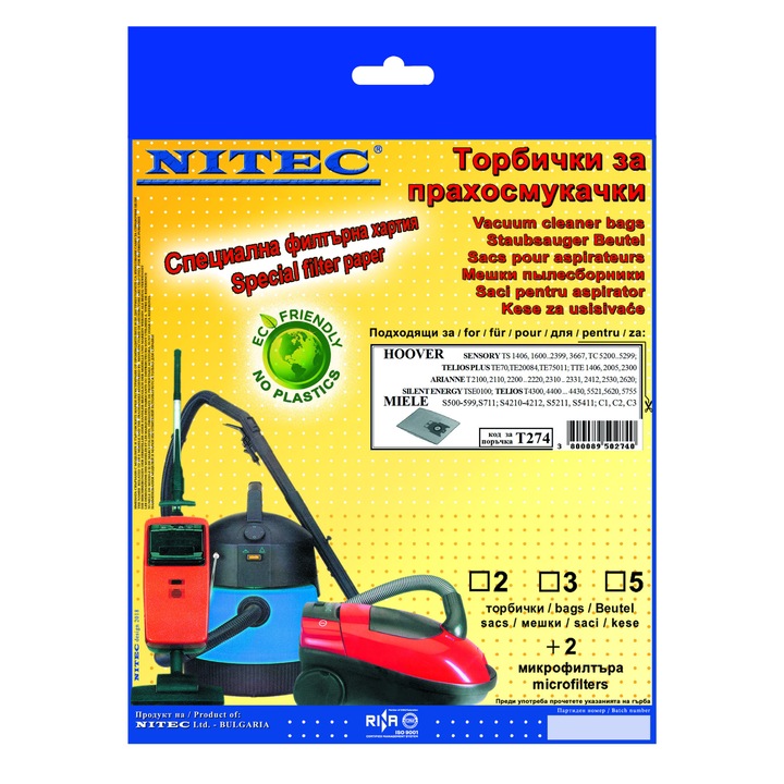 Porzsák NITEC porszívókhoz, kód T274