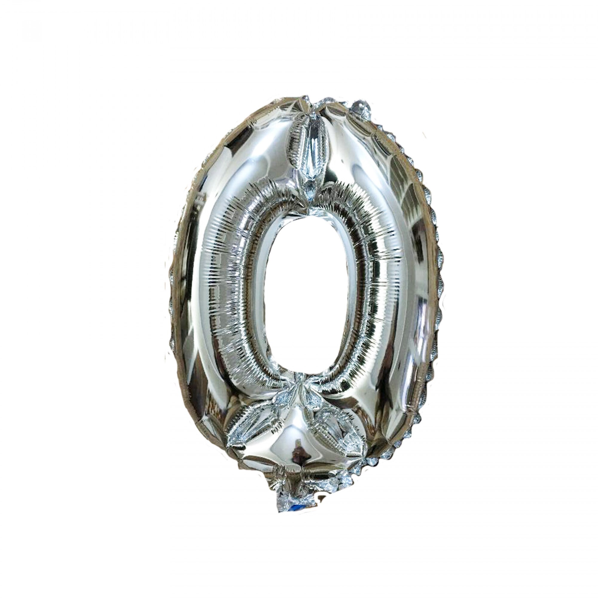 Balon folie metalizata, figurina cifra 0 argintiu