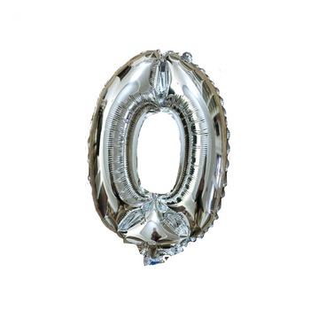 Balon folie metalizata, figurina cifra 0 argintiu Balon folie metalizata, figurina cifra 0 argintiu