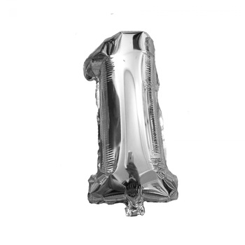 Balon folie metalizata, figurina cifra 1 argintiu Balon folie metalizata, figurina cifra 1 argintiu