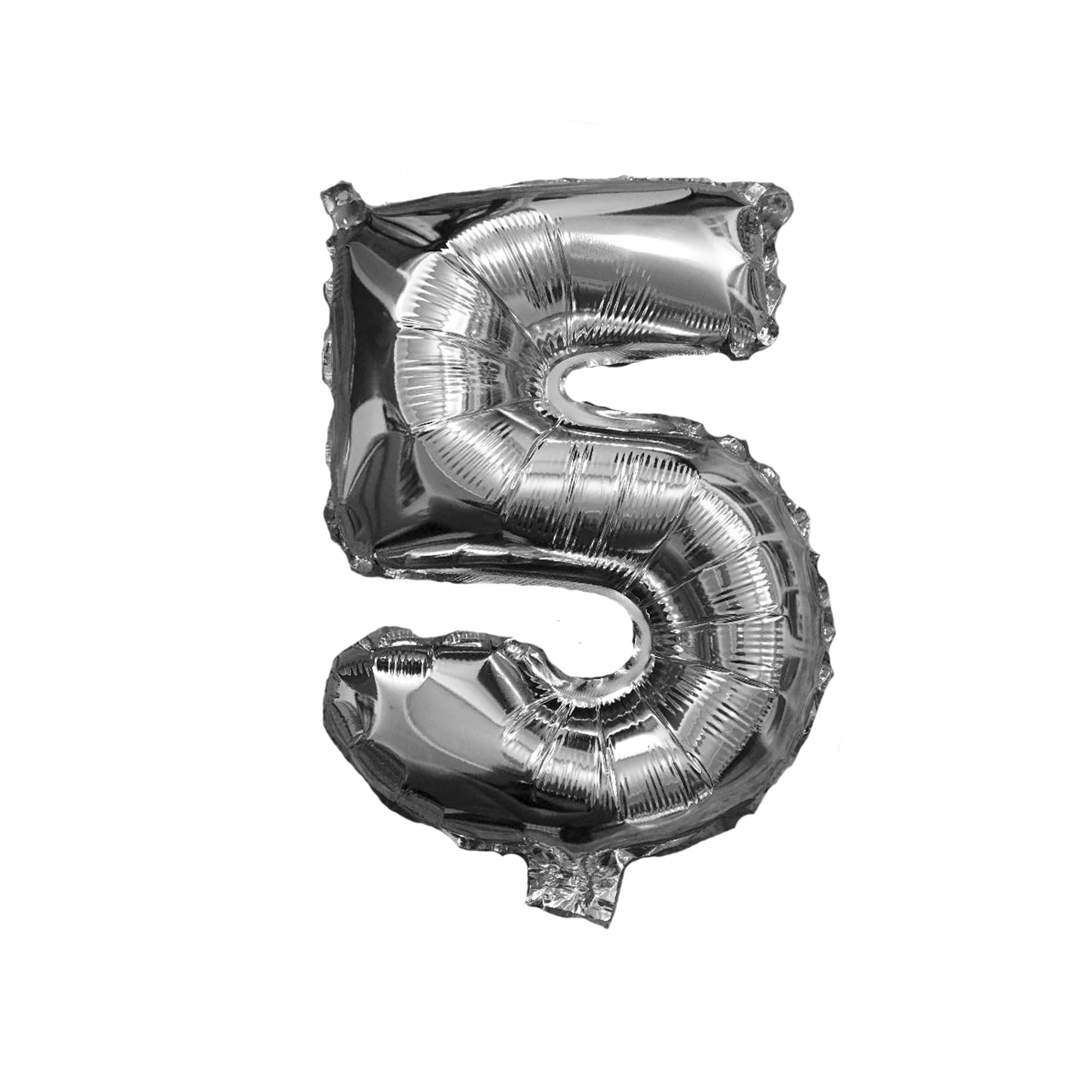 Balon folie metalizata, figurina cifra 5 argintiu
