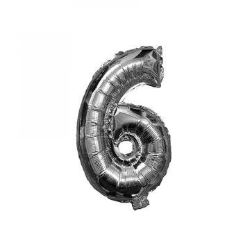 Balon folie metalizata, figurina cifra 6 argintiu Balon folie metalizata, figurina cifra 6 argintiu